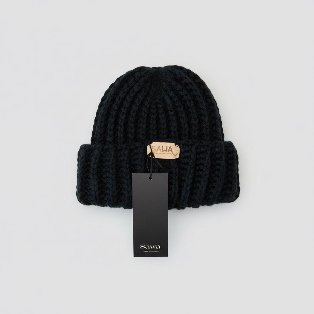 Handgemachte Haube aus 100 % Bio-Merino