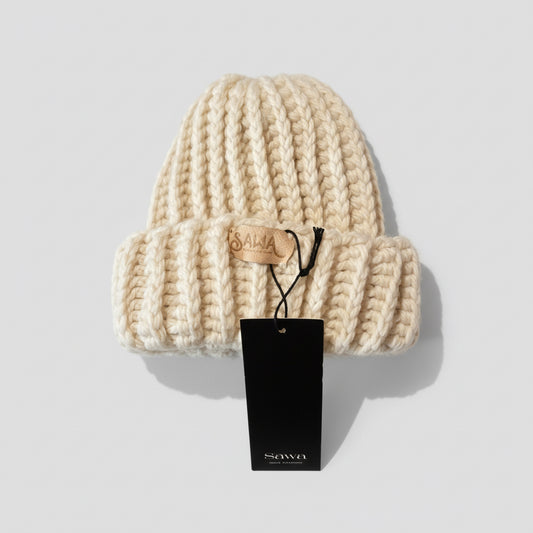 Handgemachte Haube aus 100 % Bio-Merino