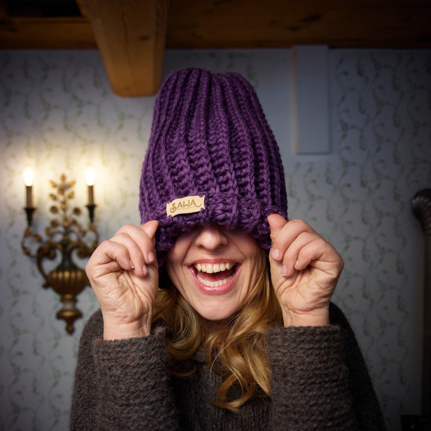 Handgemachte Haube aus 100 % Bio-Merino