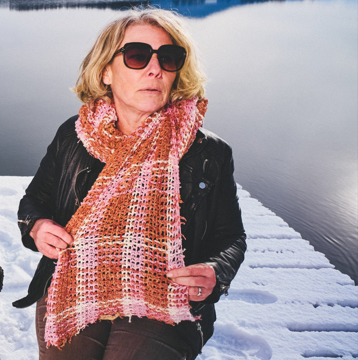 Karo-Schal aus Baumwolle & Alpaka