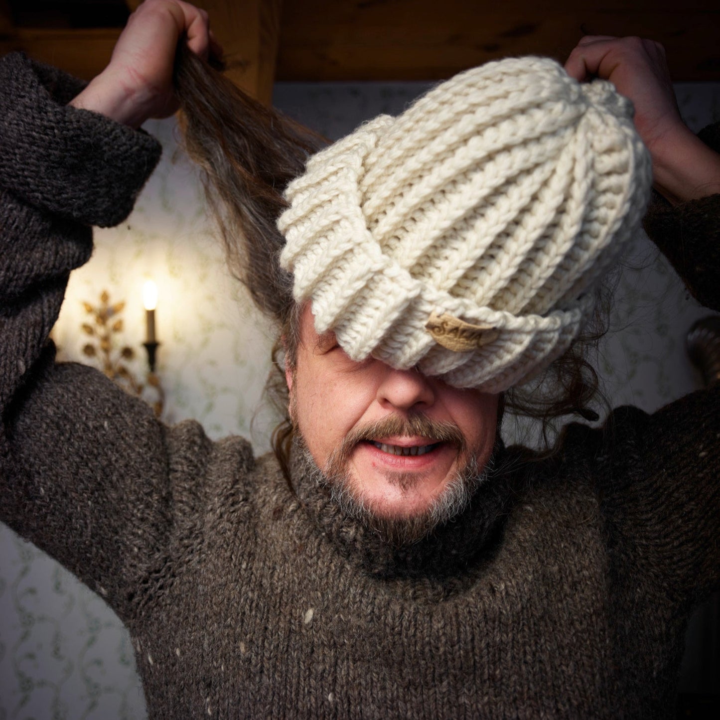 Handgemachte Haube aus 100 % Bio-Merino