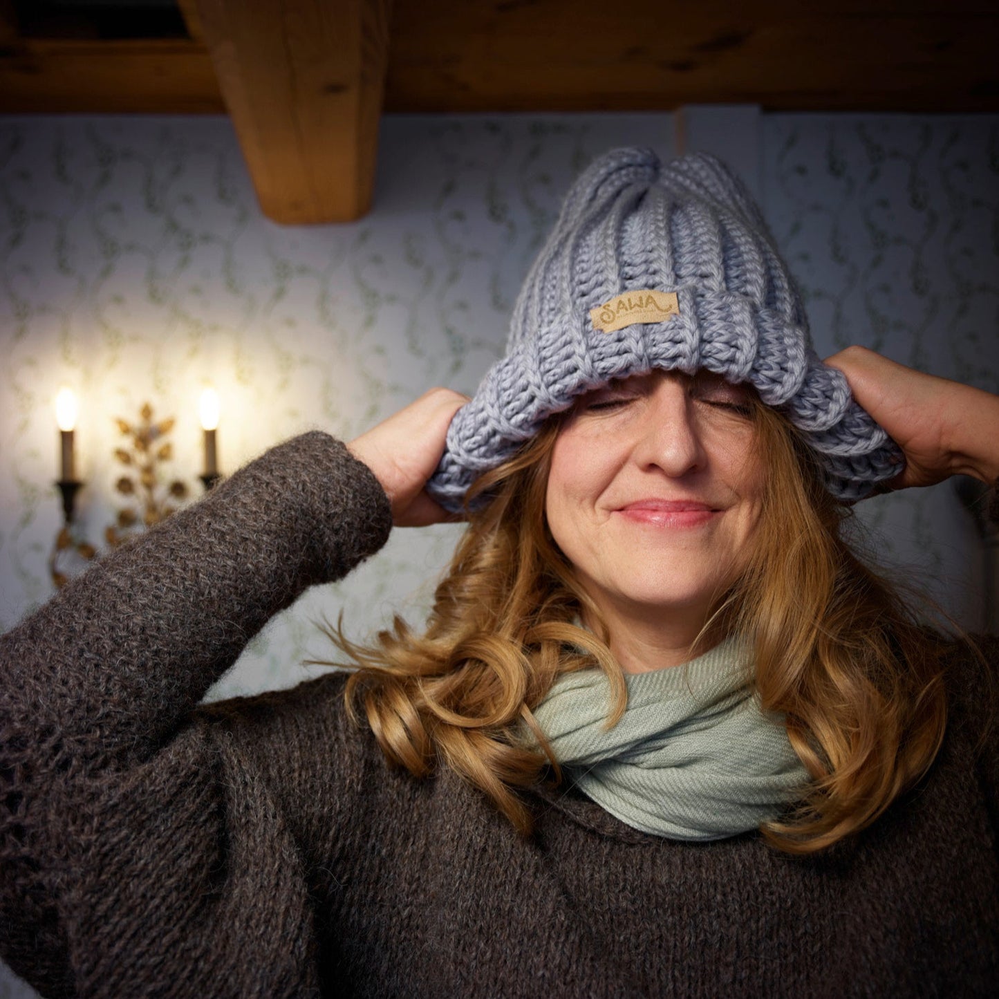 Handgemachte Haube aus 100 % Bio-Merino