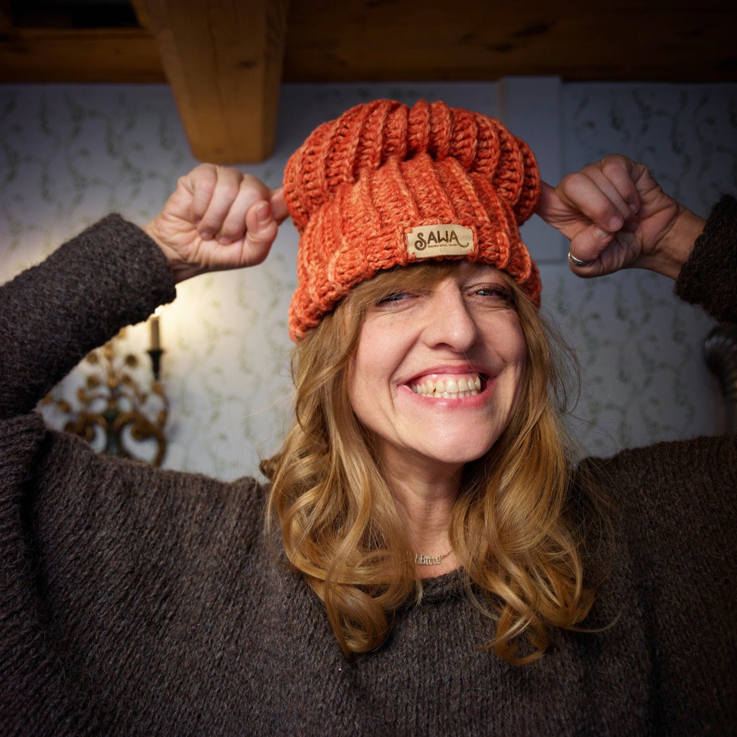 Handgemachte Haube aus 100 % Bio-Merino