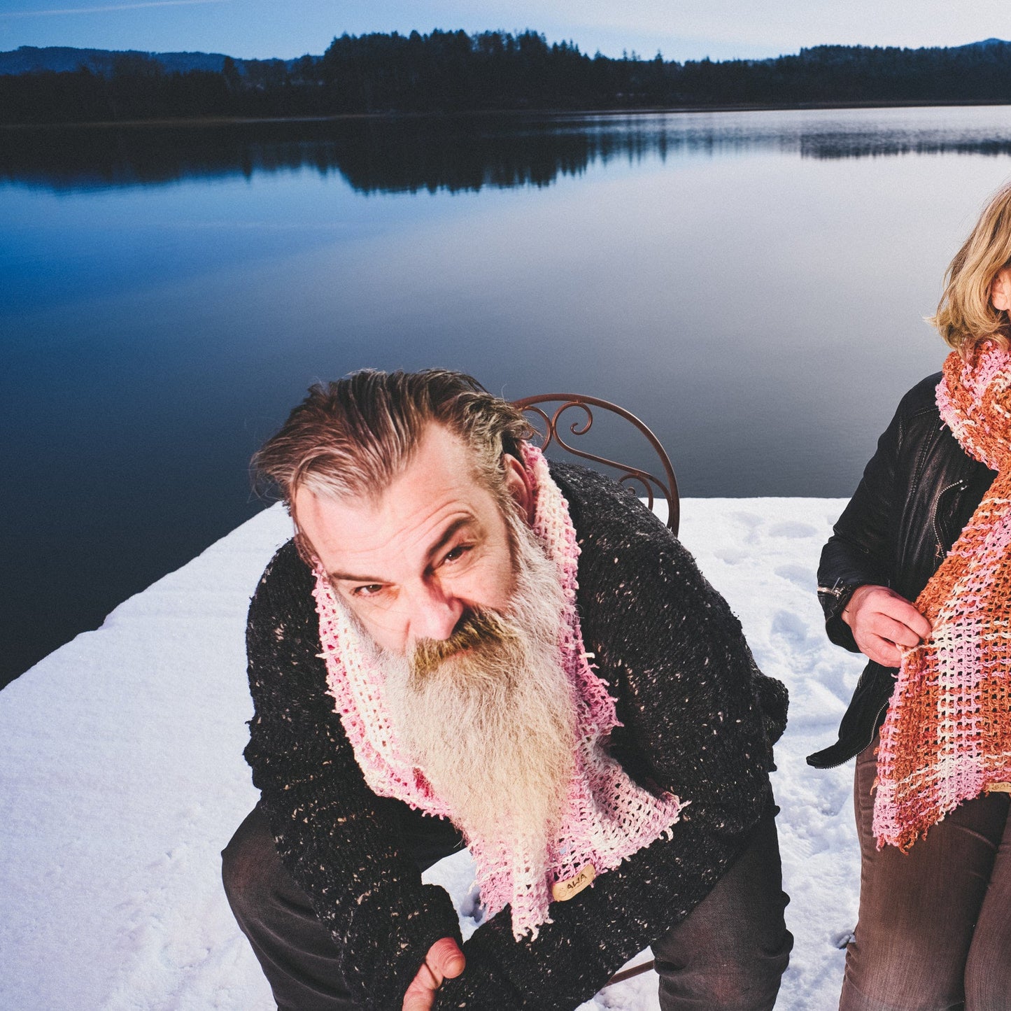 Karo-Schal aus Baumwolle & Alpaka