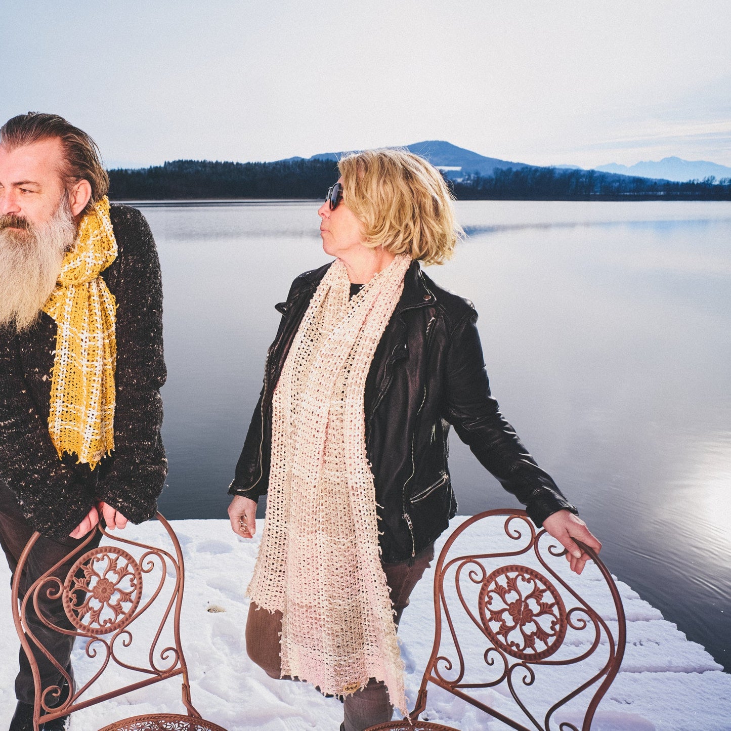 Karo-Schal aus Baumwolle & Alpaka